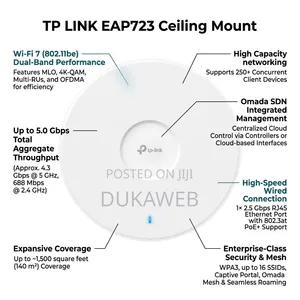 TP-Link Eap723 Ceiling Mount – Wi-Fi 7 Access Point