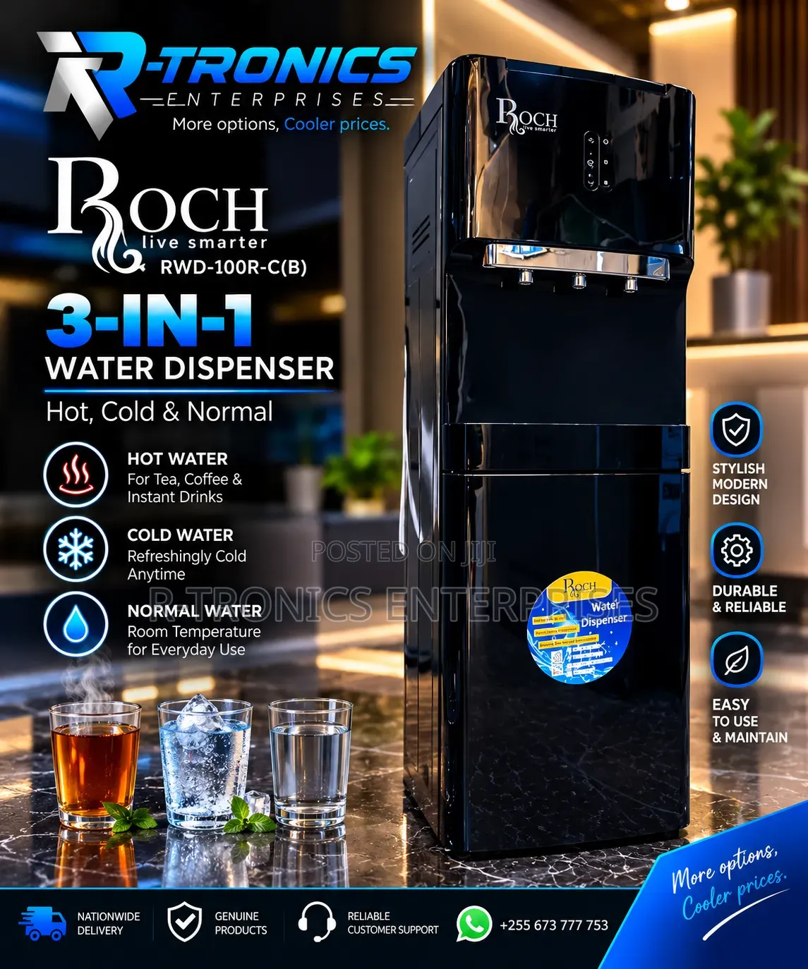 ROCH RWD-100R-C(B) — 3-in-1 Hot, Cold Normal Water Dispenser