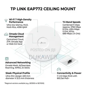 TP-Link Eap772 Ceiling Mount – Tri-Band Wi-Fi 7