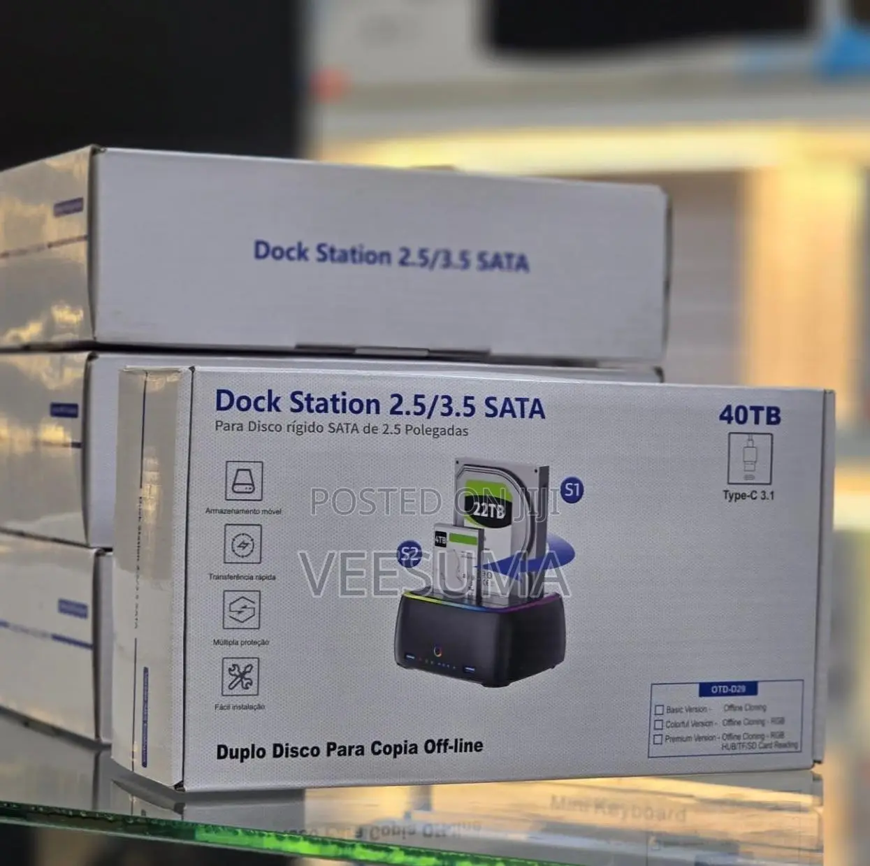 Dual Bay Dock Station 2.5/3.5 SATA 40TB Type-C 3.1 Offline Clone