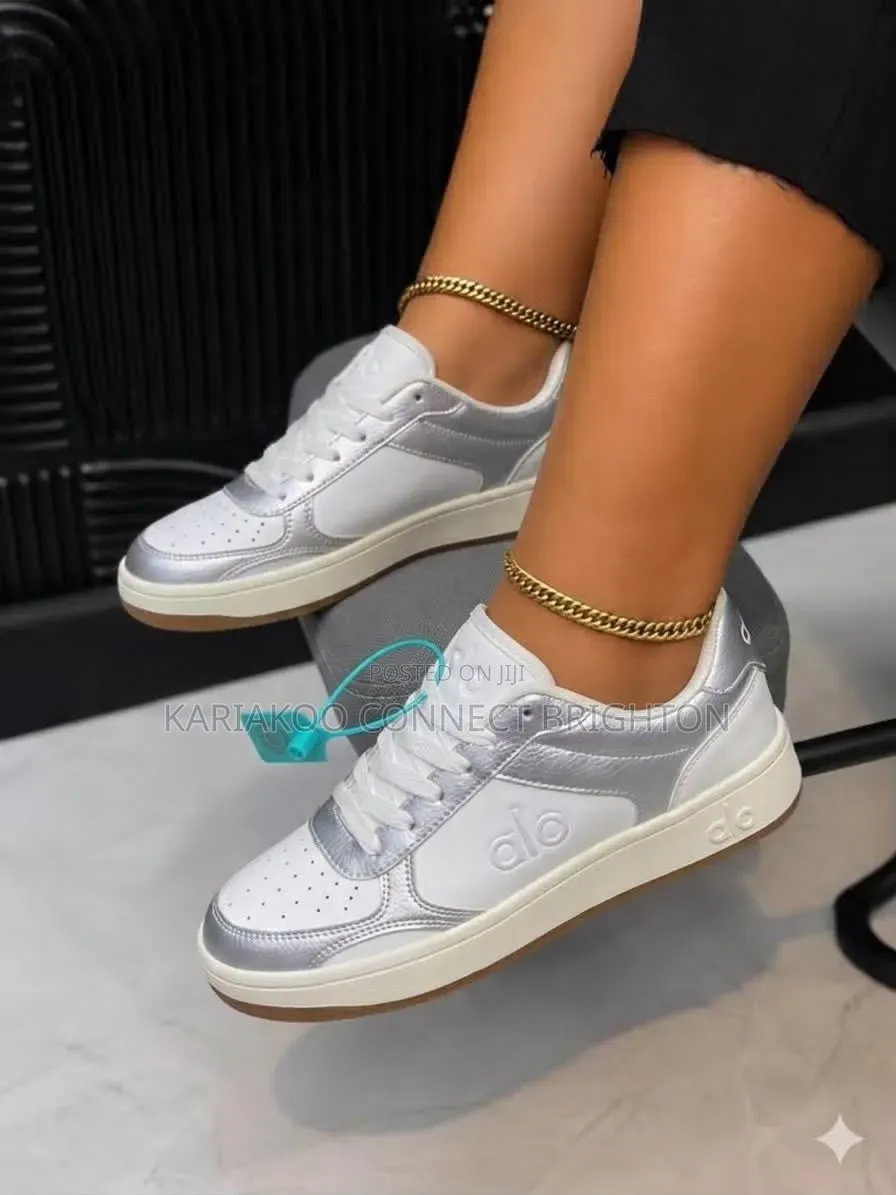 White Silver Accent Casual Sneakers