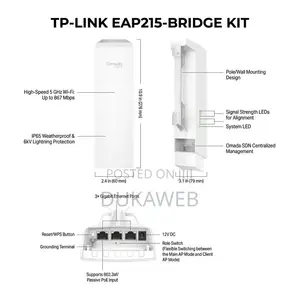 TP-Link EAP215-Bridge Kit – Outdoor 5GHz Wi-Fi Bridge – 867 MBPS IP65