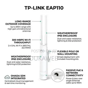 TP-Link EAP110 – Outdoor Wi-Fi Access Point – 300 MBPS Long-Range 200m
