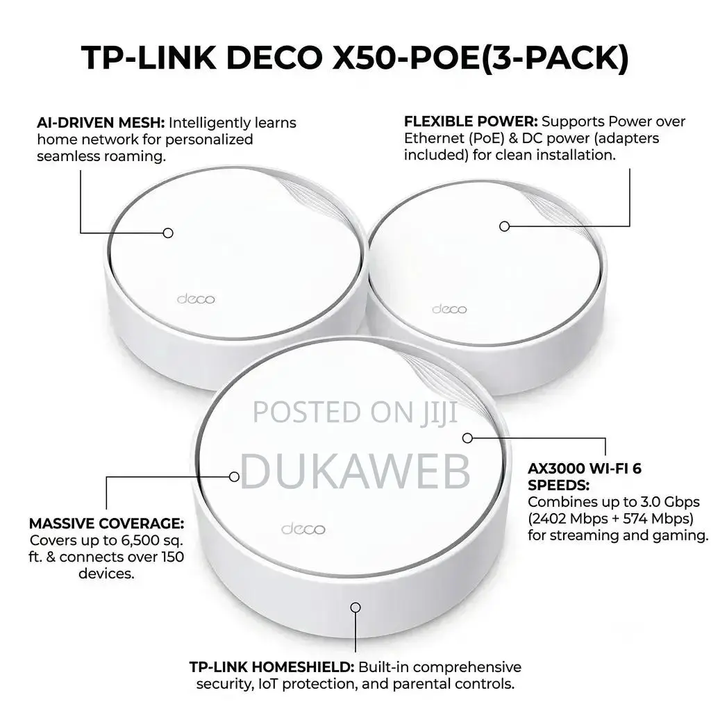 TP-Link Deco X50-PoE (3-Pack) – AX3000 Wi-Fi 6 Mesh System