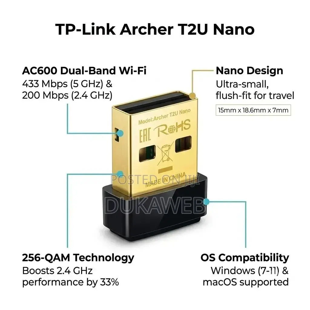 TP-Link Archer T2U Nano – AC600 Dual-Band Wi-Fi USB Adapter