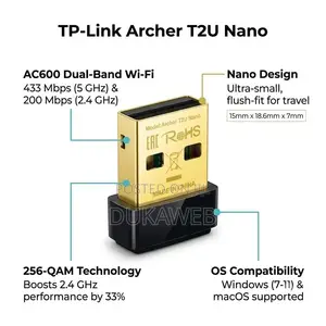 TP-Link Archer T2U Nano – AC600 Dual-Band Wi-Fi USB Adapter