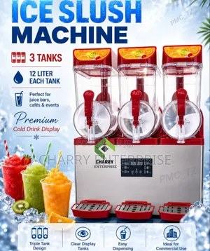 ICE SLUSH MACHINE 3TANKS 12L Each for Slush Frozen Juice Cold Drinks