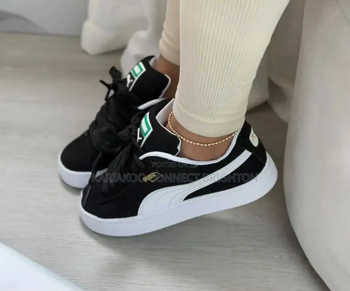 Black Suede Thick-Lace Sneakers
