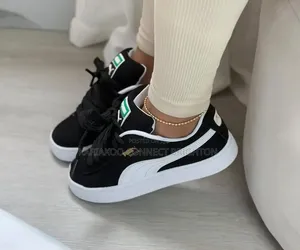 Black Suede Thick-Lace Sneakers