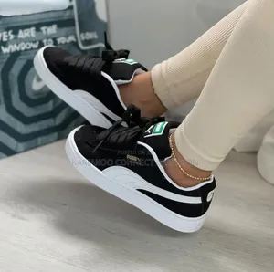 Black Suede Thick-Lace Sneakers