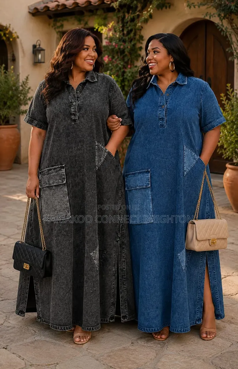 Charcoal Denim Midi Dress