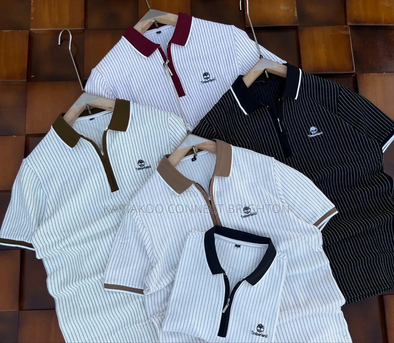 Striped Collared Zip Polo Shirts