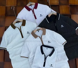 Striped Collared Zip Polo Shirts