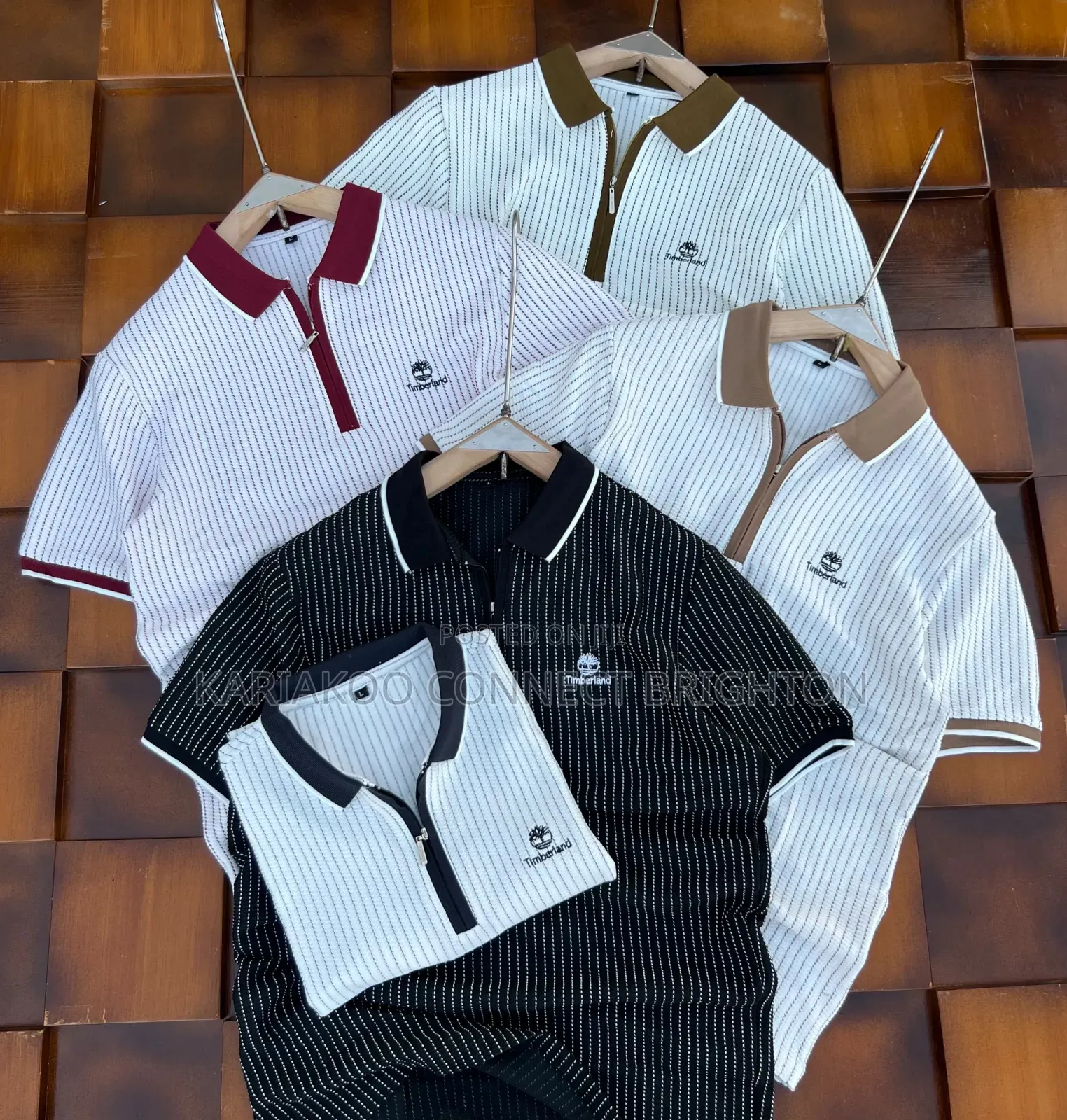 Striped Collared Zip Polo Shirts