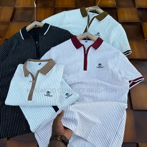 Striped Collared Zip Polo Shirts