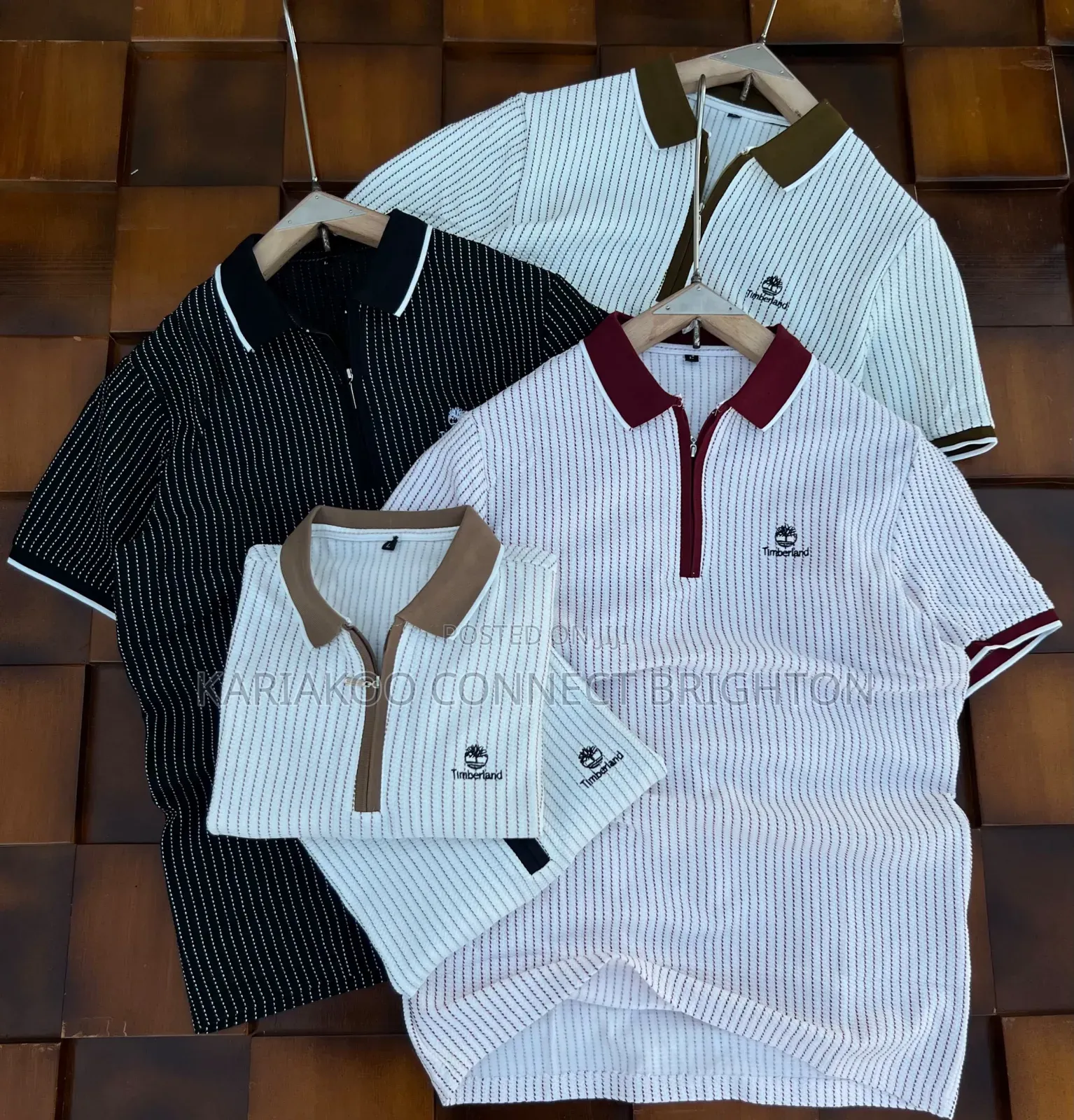 Striped Collared Zip Polo Shirts