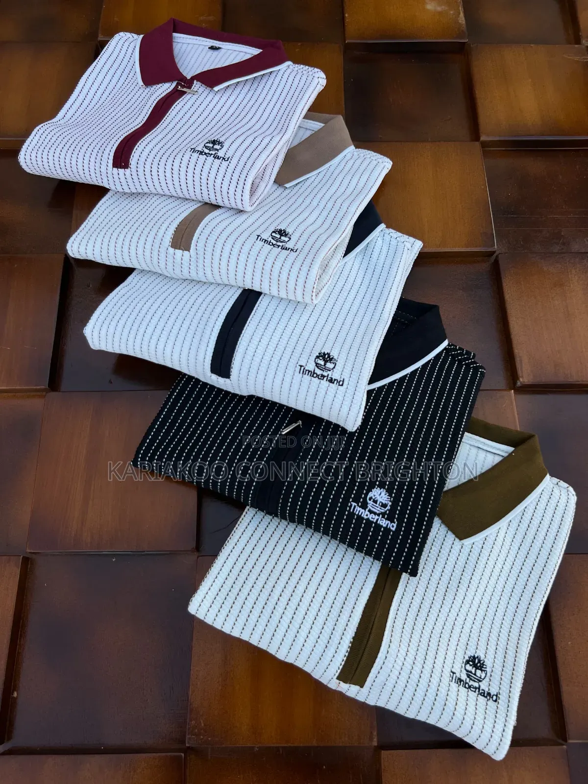 Striped Collared Zip Polo Shirts