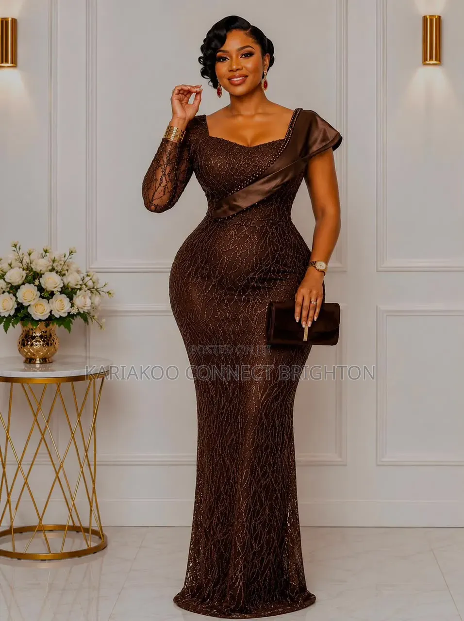 Elegant Lace Asymmetric-Strap Party Dress (4 Colors)