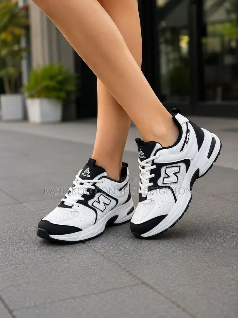 White Light Pink Accent Sport Sneakers