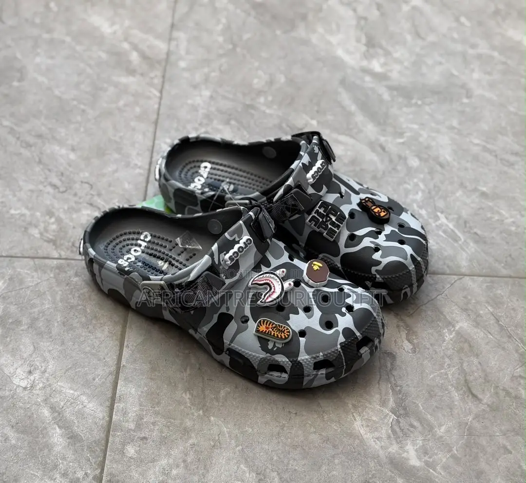 A Bathing Ape X Crocs Classic Clogs Feature Camouflage Print |Shop Now