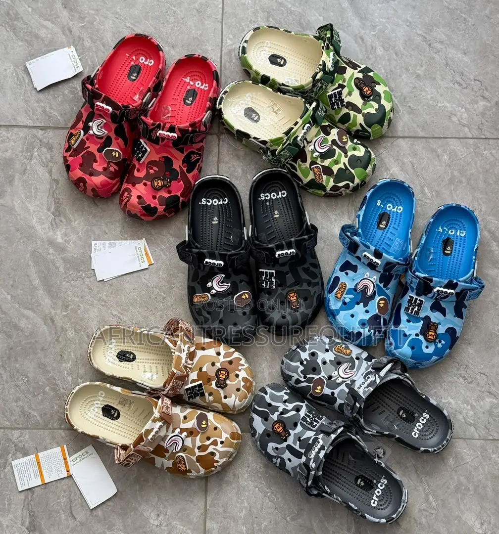 A Bathing Ape X Crocs Classic Clogs Feature Camouflage Print |Shop Now