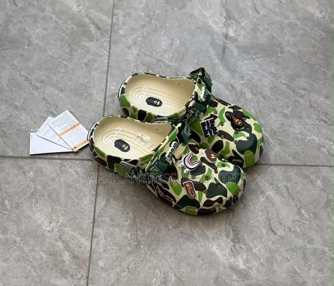 A Bathing Ape X Crocs Classic Clogs Feature Camouflage Print |Shop Now