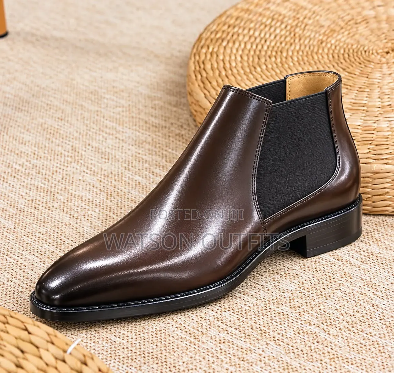 Men's Leather Mid-Cut Boot Shoes 2 Colours for Fashion Wear