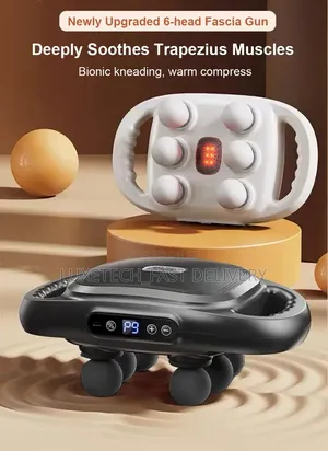 6-Head Fascia Massage Gun – 9 Speed Deep Tissue With Red Light Therapy