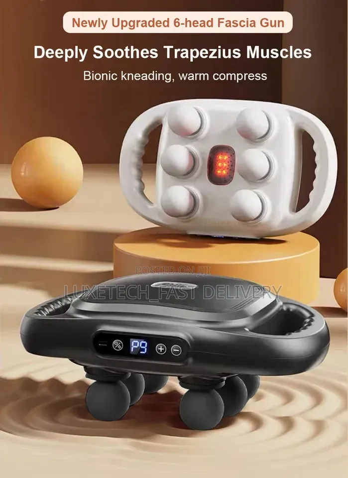 6-Head Fascia Massage Gun – 9 Speed Deep Tissue With Red Light Therapy