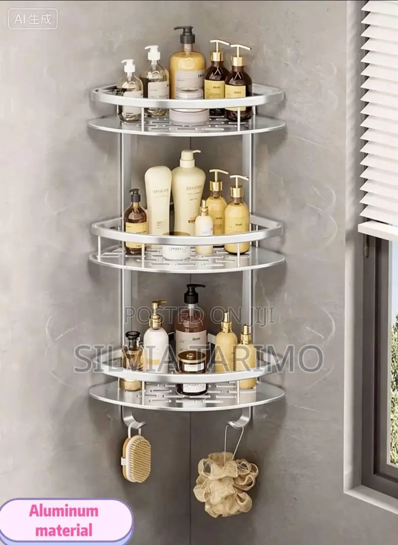 3-Tier Aluminum Bathroom Corner Shelf – Space Saving Shower Organizer
