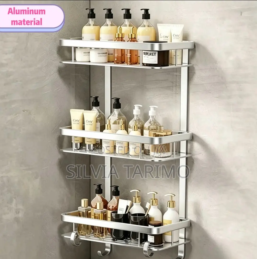 3-Tier Aluminum Bathroom Corner Shelf – Space Saving Shower Organizer