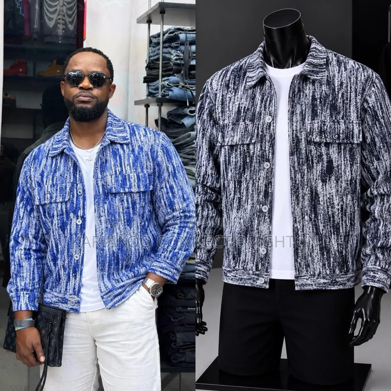 Abstract Patterned Button-Up Jacket