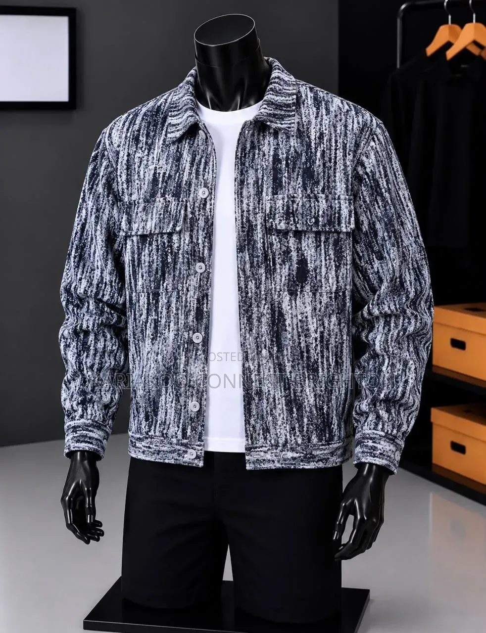 Abstract Patterned Button-Up Jacket
