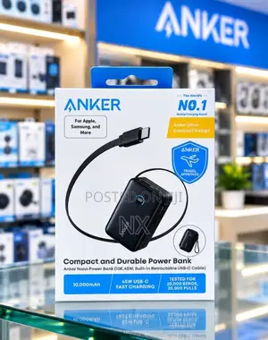 A1638 Anker Nano Power Bank 10,000mAh 45W Built-in Rectractable U SB-C