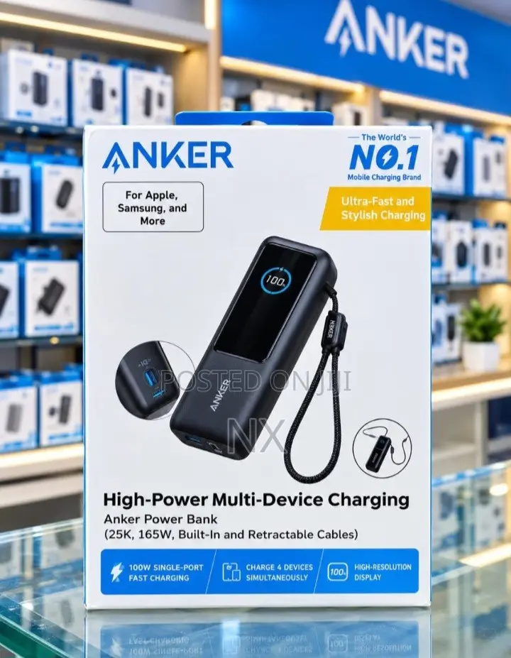 Anker Laptop Power Bank 25000mAh 165W Built-in Rectractable Cables