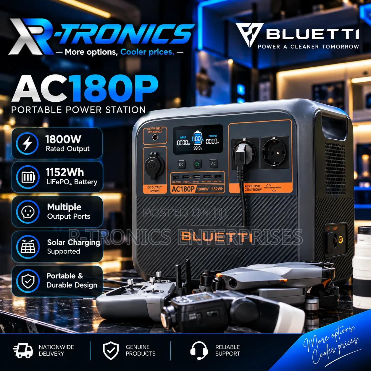 BLUETTI AC180P Portable Power Station ( 1800watts )
