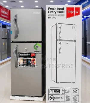 Impex Double Door Fridge 138L Freezer Ipo Juu Top Freezer