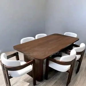 Dining Table Ya Kisasa Watu Sita Imetengenezwa Kwa Mbao Ya Mninga