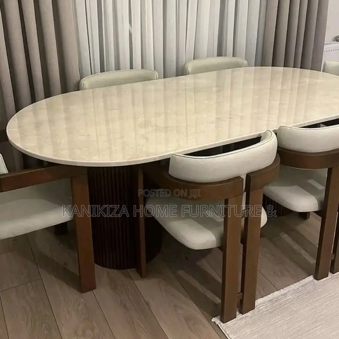 Dining Table Ya Kisasa Watu Sita Imetengenezwa Kwa Mbao Ya Mninga