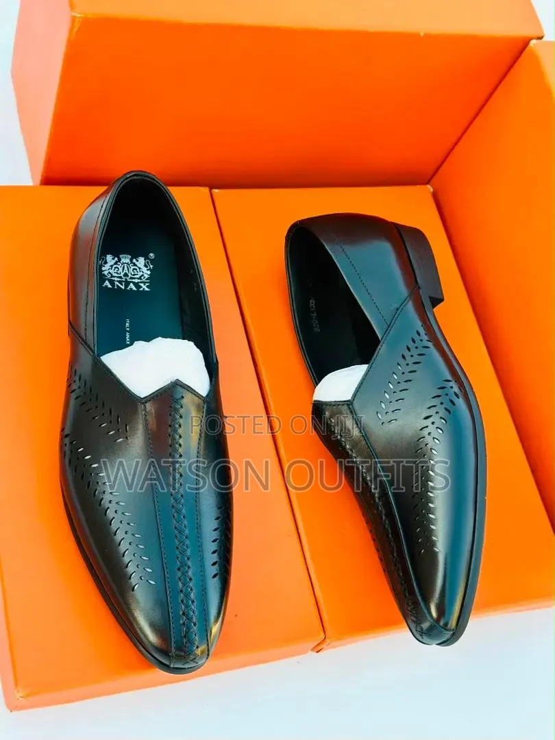 Men's Leather Shoes 1 Black Colour Design ANAX Materials