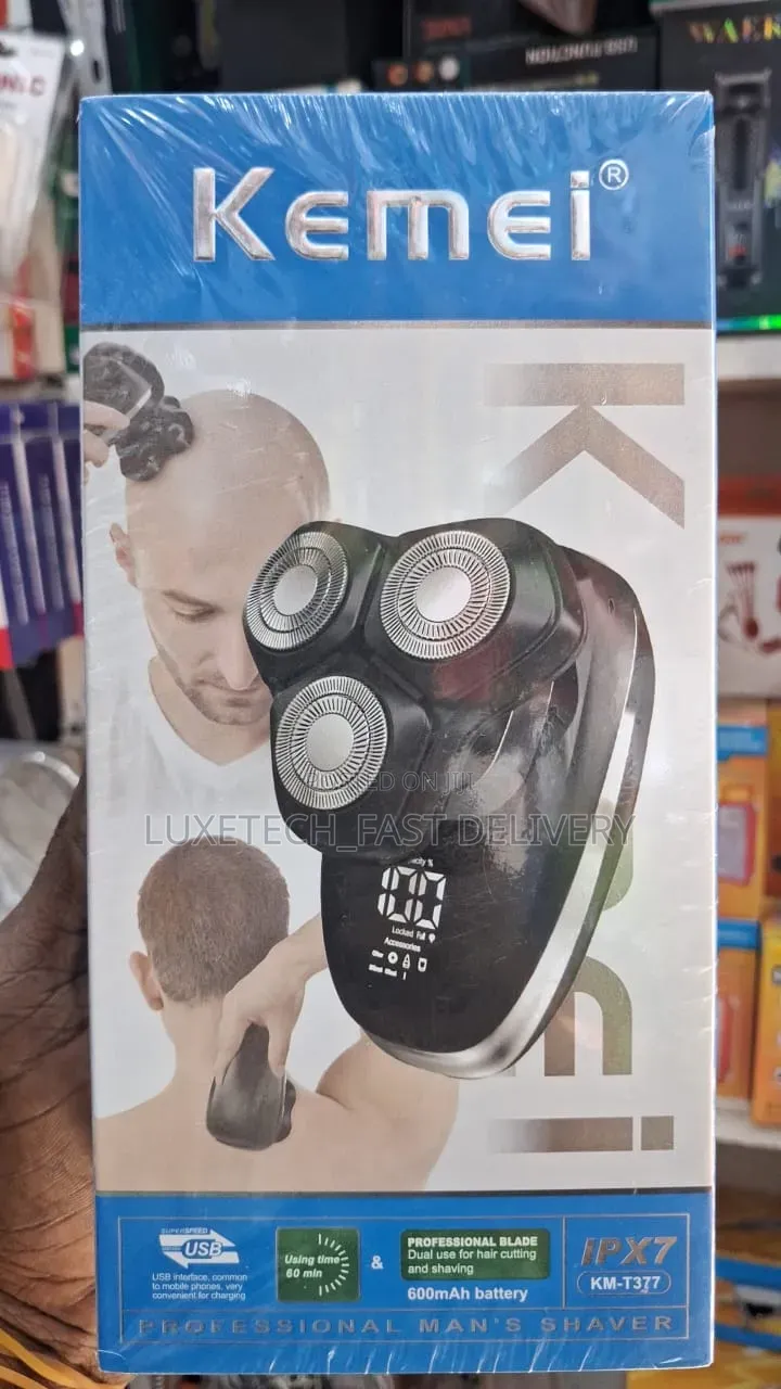 Kemei KM-T377 Professional Rechargeable Shaver – Bald Head and Facial