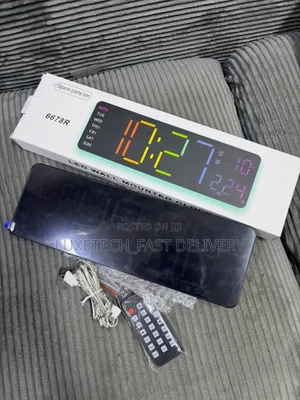 6678R Large RGB LED Digital Wall Alarm Clock (USB Wired)