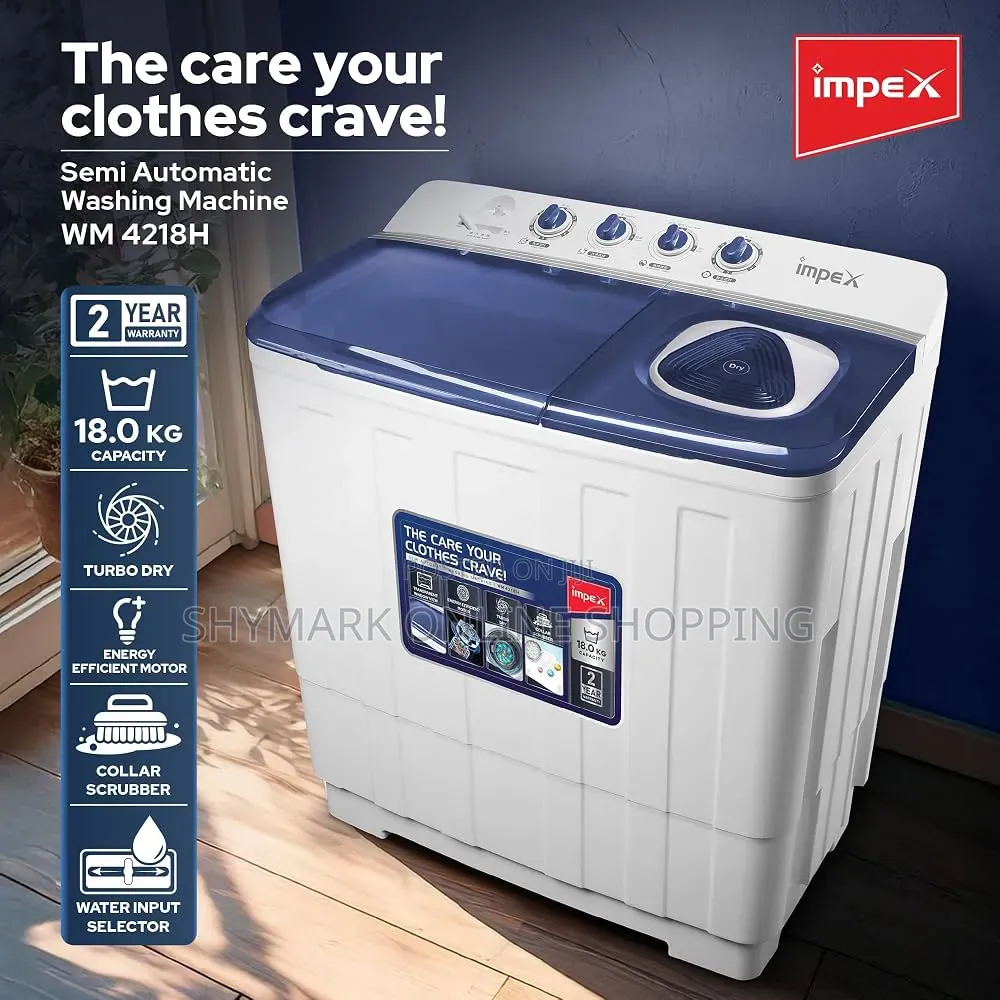 Impex 18KG Semi-Automatic Twin-Tub Washing Machine (Model: WM 4218 H)