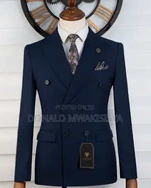 Carlos Cardini Navy Double Breast - 6 Buttons With Tie Set