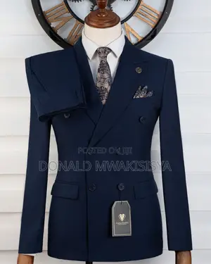 Carlos Cardini Navy Double Breast - 6 Buttons With Tie Set