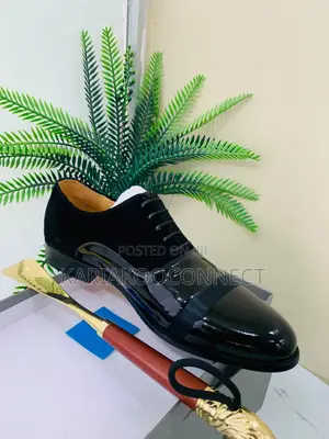 Men's Black Patent Leather & Suede Oxford