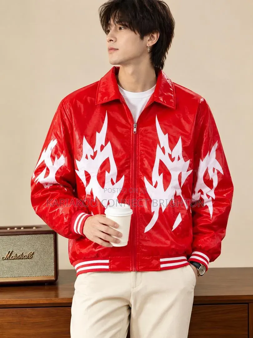Brown Star-Print Faux-Leather Jacket