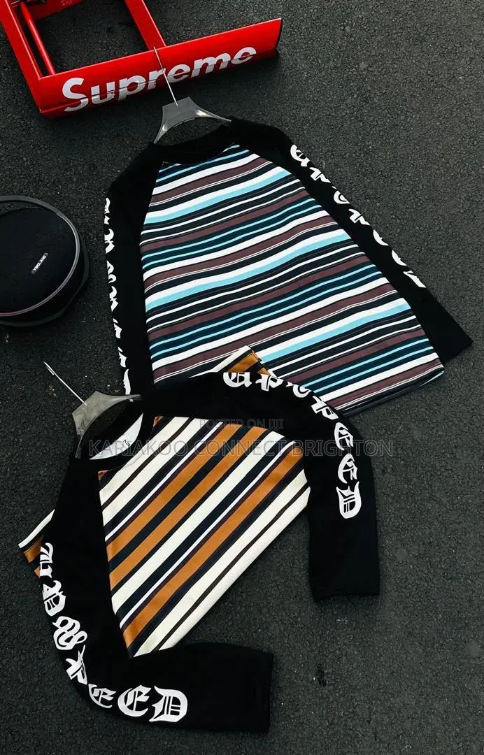 Striped Sleeve-Print Long-Sleeve Polo (2 Colors)