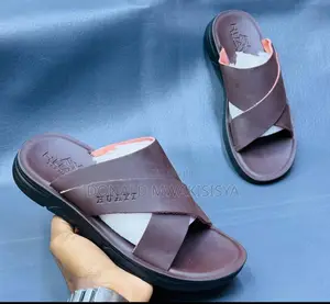 Huayi Cross Strap Leather Slippers