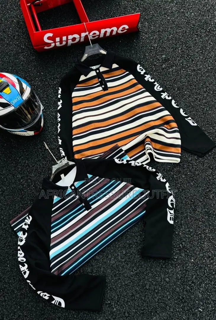 Chrome Heart Style Striped Longslevees Raglan Shirts Collection